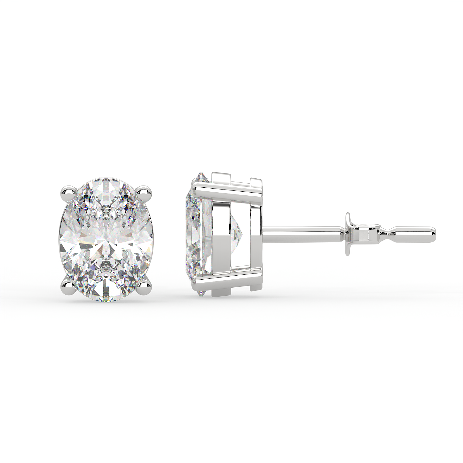 2 CT Each Oval Cut Moissanite Solitaire Stud Earrings in 925 Sterling Silver with 14K Gold Vermeil Plating
