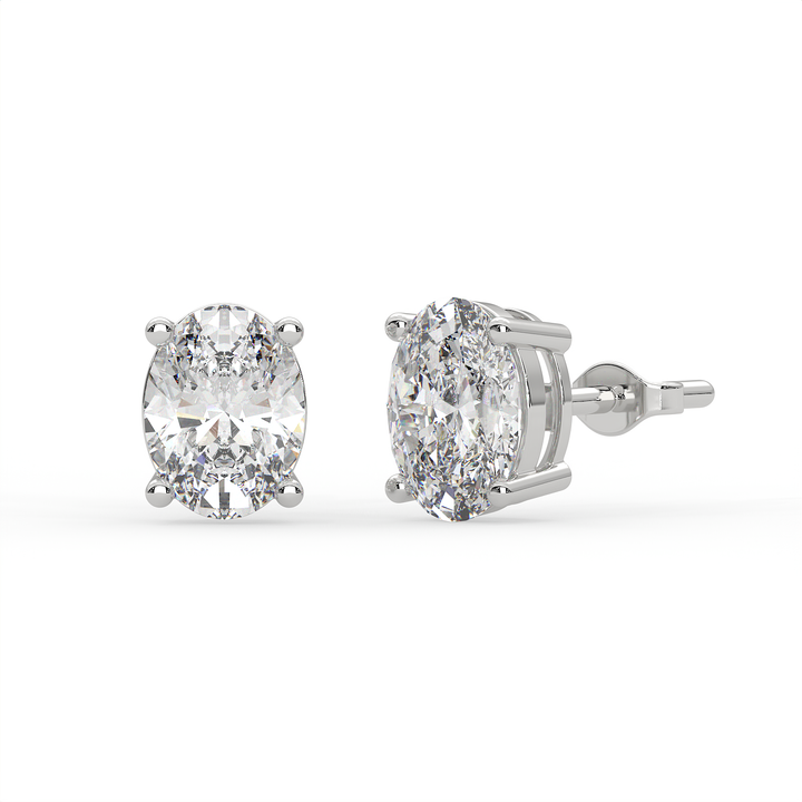 2 CT Each Oval Cut Moissanite Solitaire Stud Earrings in 925 Sterling Silver with 14K Gold Vermeil Plating