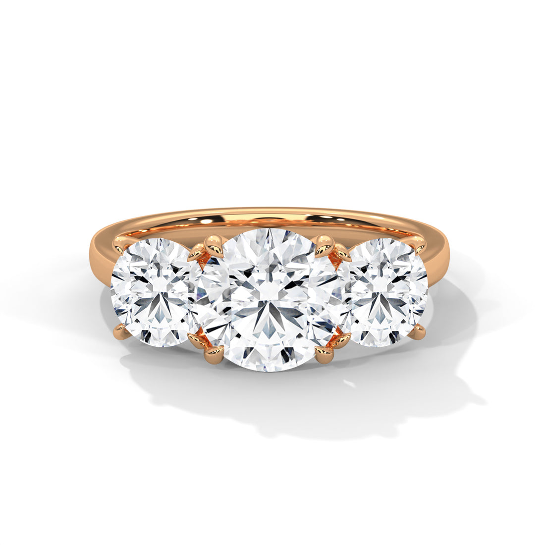 3.68 CT Three Stone Round Cut Diamond Ring