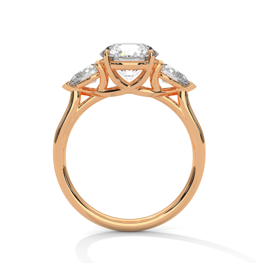 3.00 CT Three Stone Round And Pear Cut Solitaire Diamond Ring