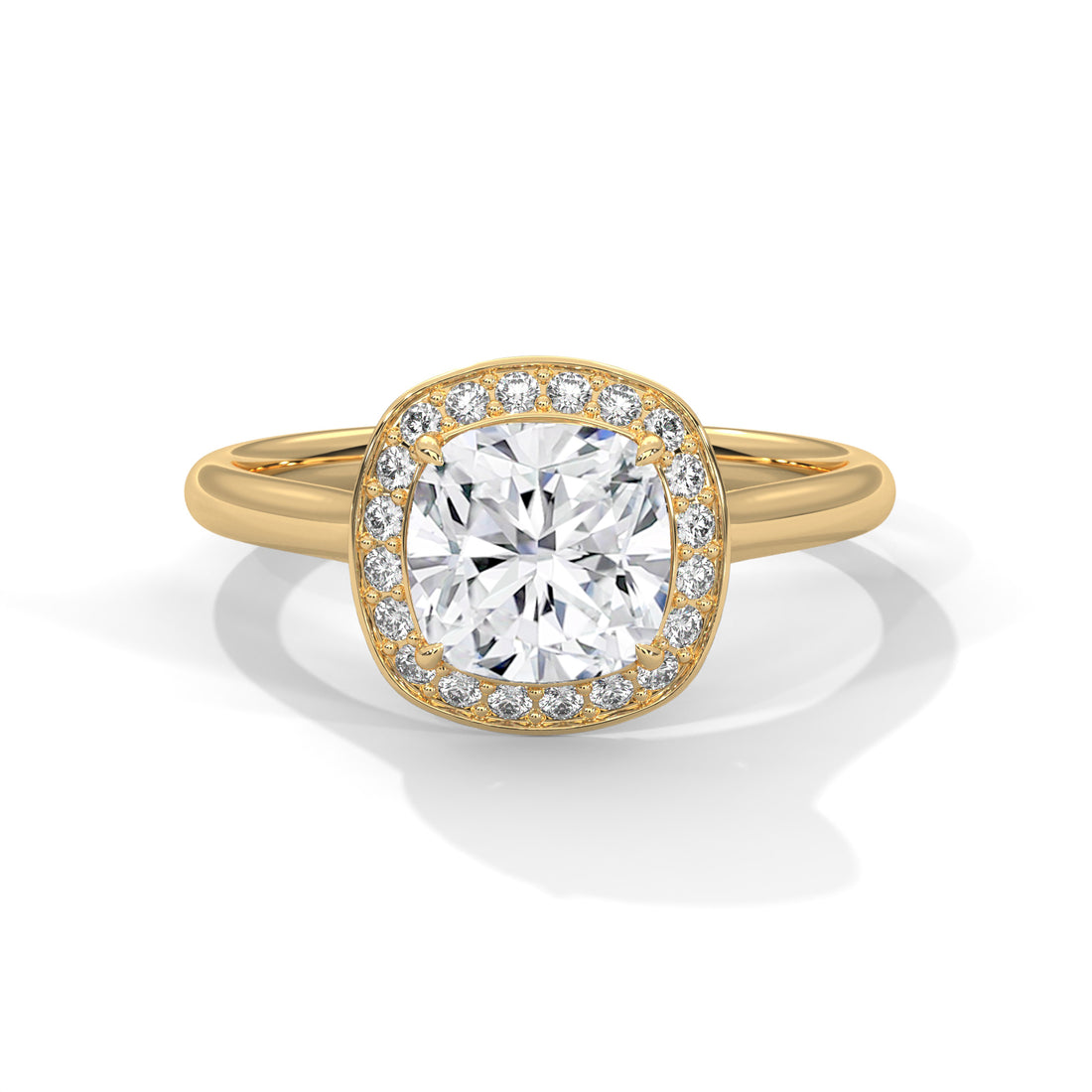 1.18 CT Cushion Cut Halo Solitaire Diamond Ring