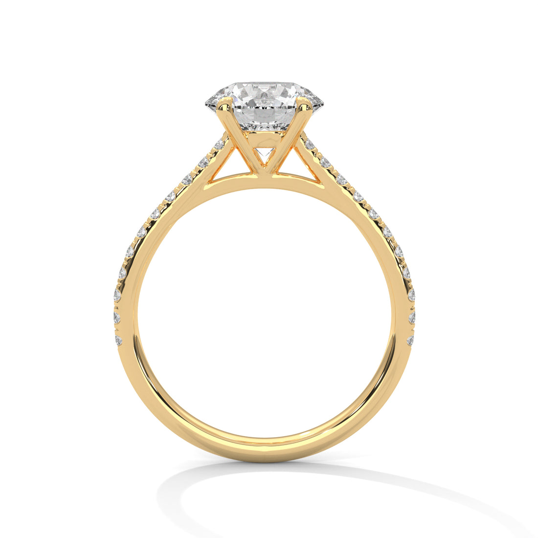 1.22 CT Round Cut With Side Accents Solitaire Diamond Ring