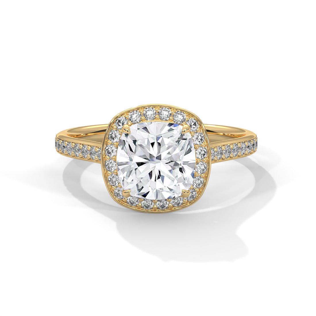 1.42 CT Cushion Cut Halo Solitaire Diamond Ring