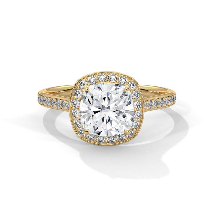 1.42 CT Cushion Cut Halo Solitaire Diamond Ring