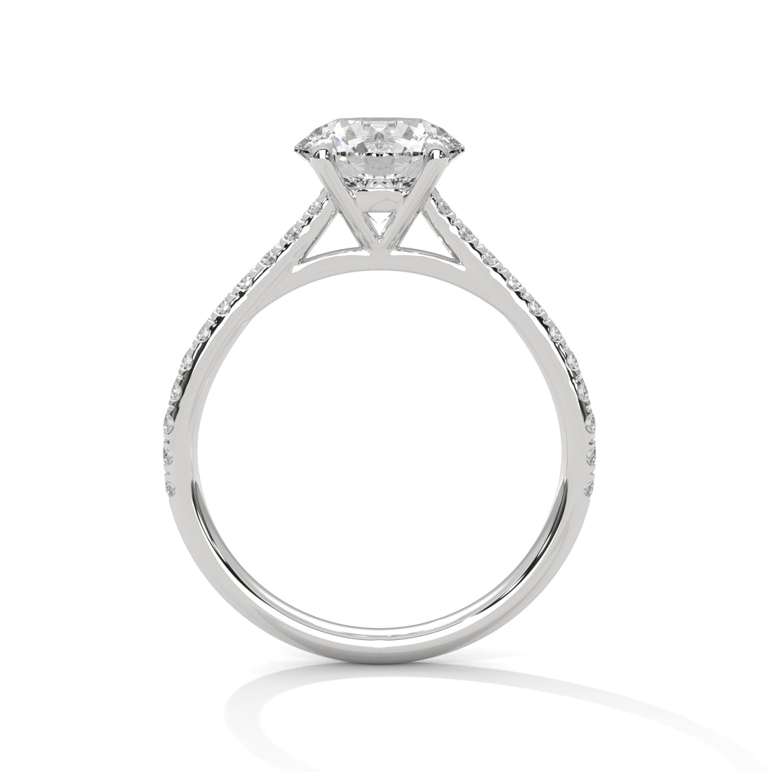 1.22 CT Round Cut With Side Accents Solitaire Diamond Ring