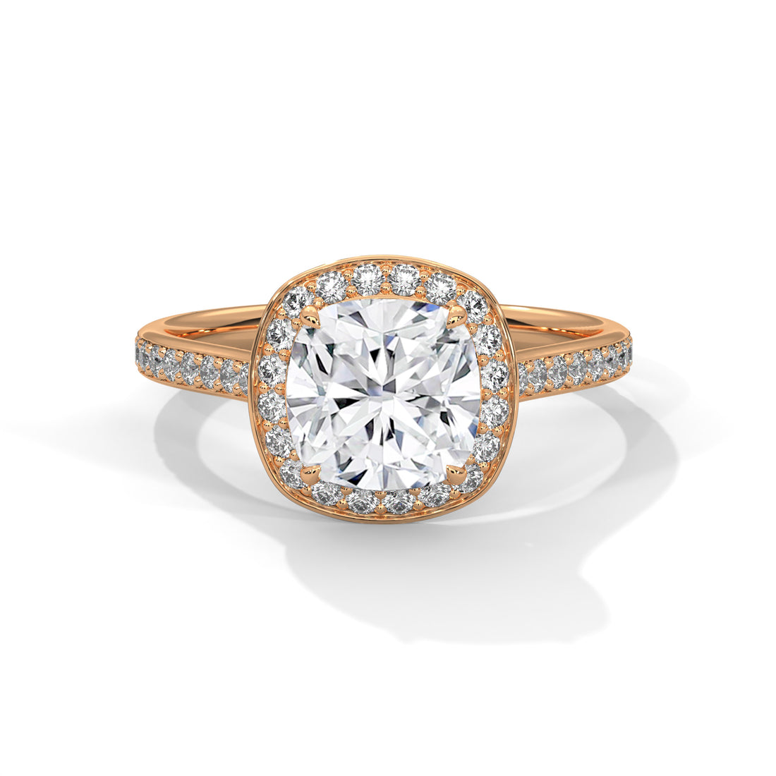 1.42 CT Cushion Cut Halo Solitaire Diamond Ring