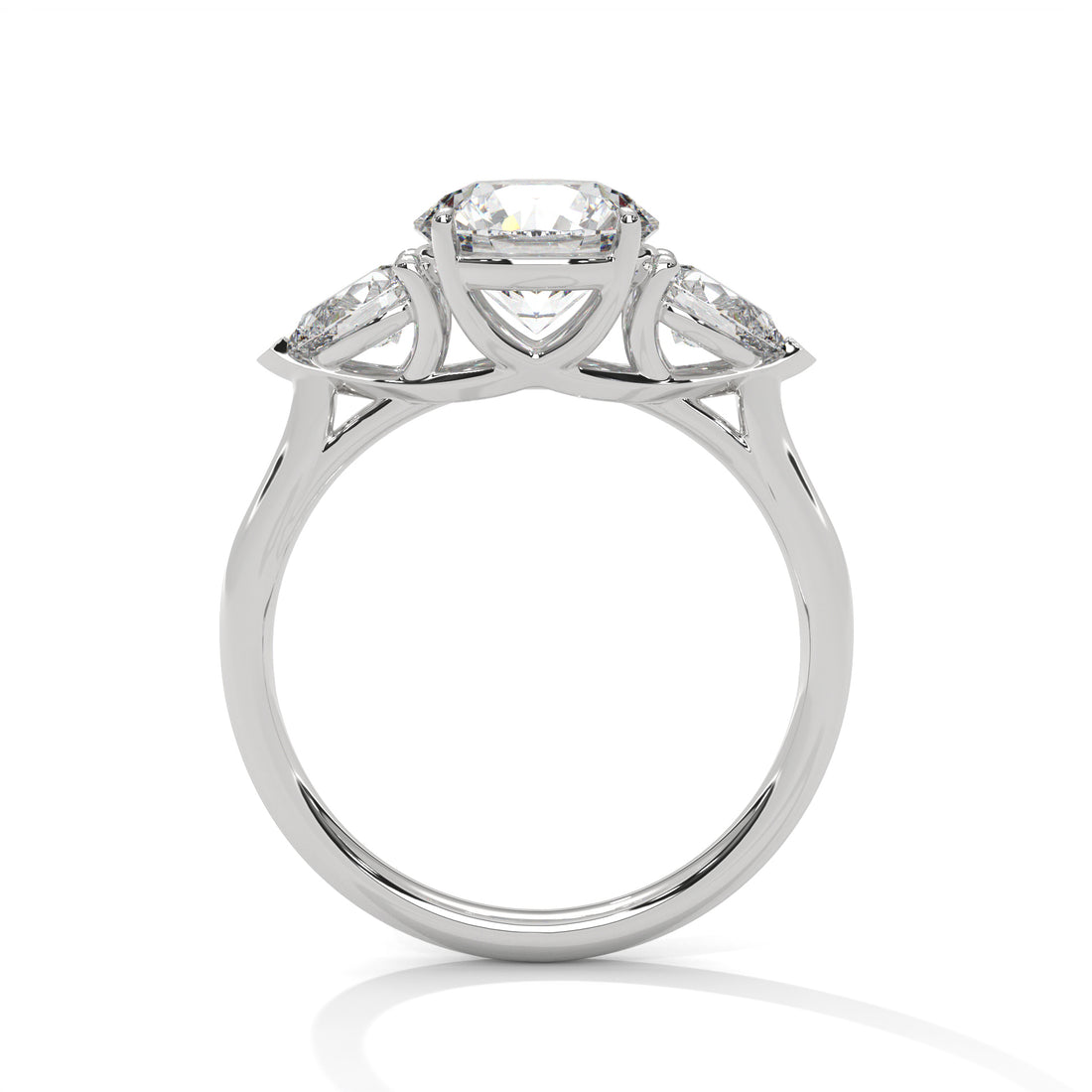 3.00 CT Three Stone Round And Pear Cut Solitaire Diamond Ring