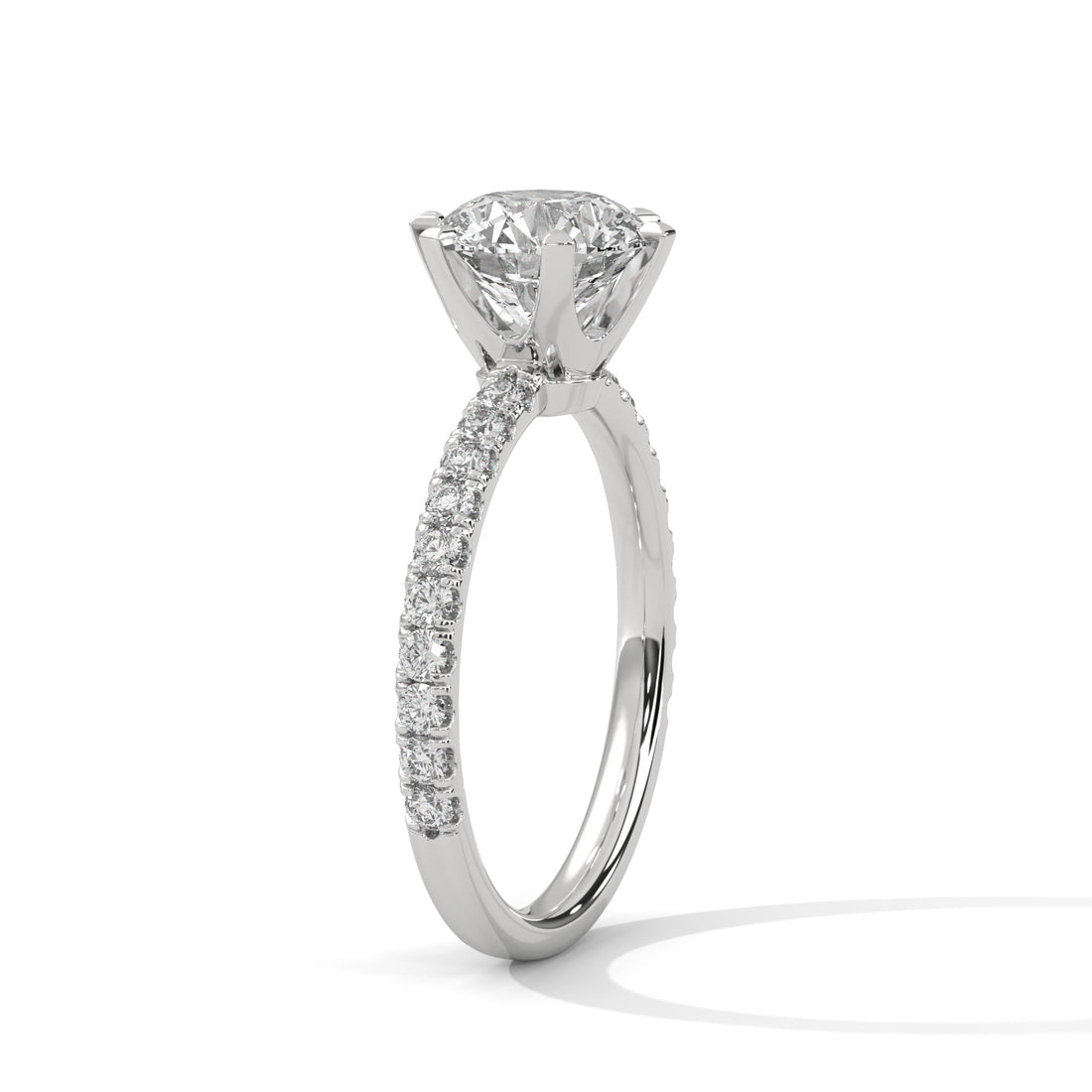 1.24 CT Round Cut Solitaire With Side Accents Diamond Ring