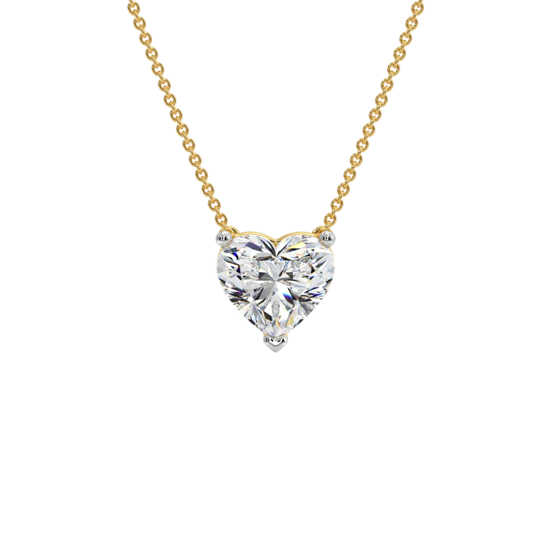 1 ct Heart Solitaire Pendant – Minimal Elegance in Yellow Gold Plated