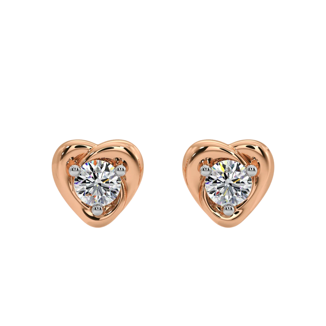 Tiny Heart Solitaire Earrings in 14k Gold Plated