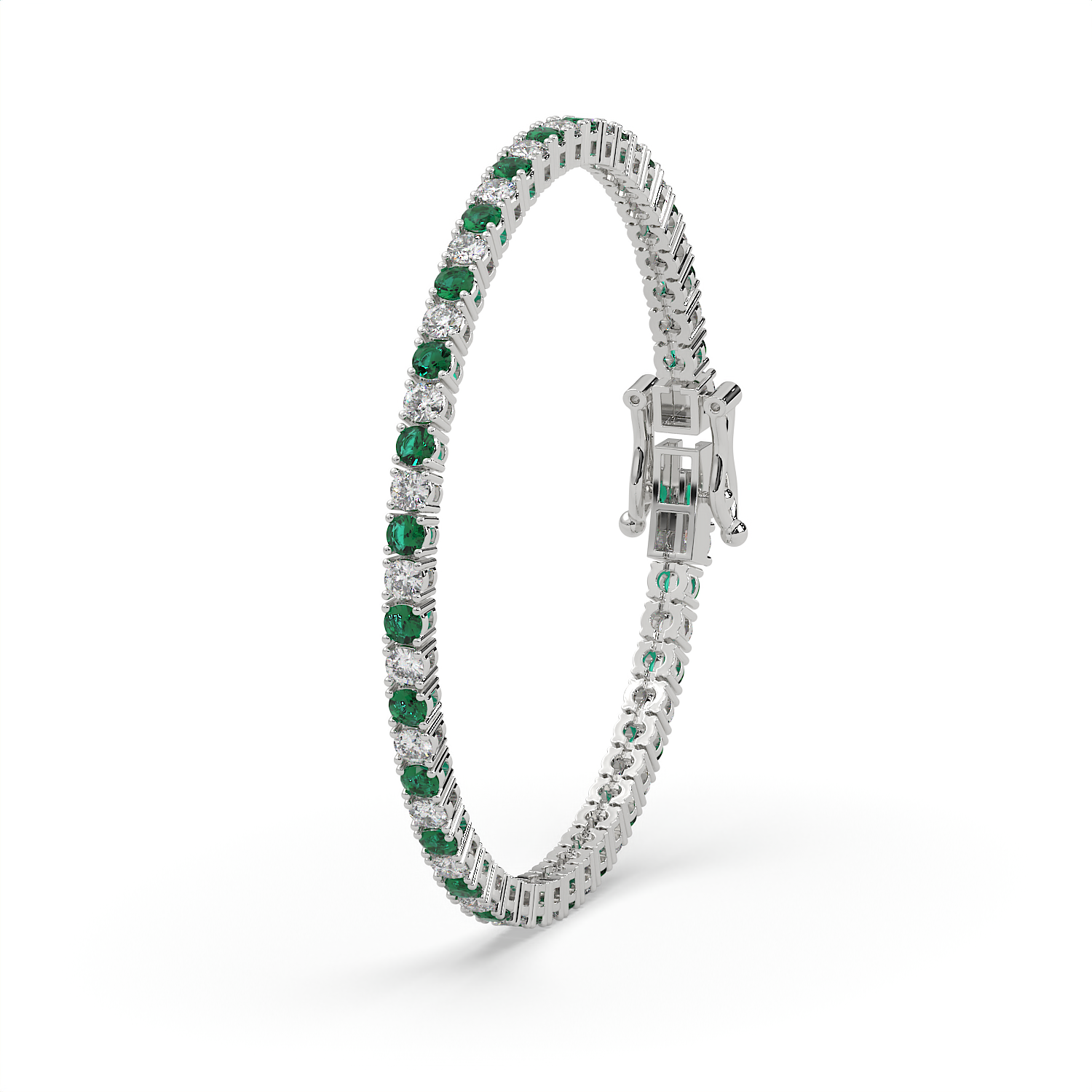 5 CT Green Synthetic & White Round Cut Moissanite Tennis Bracelet in 925 Sterling Silver | 14K White Gold Vermeil