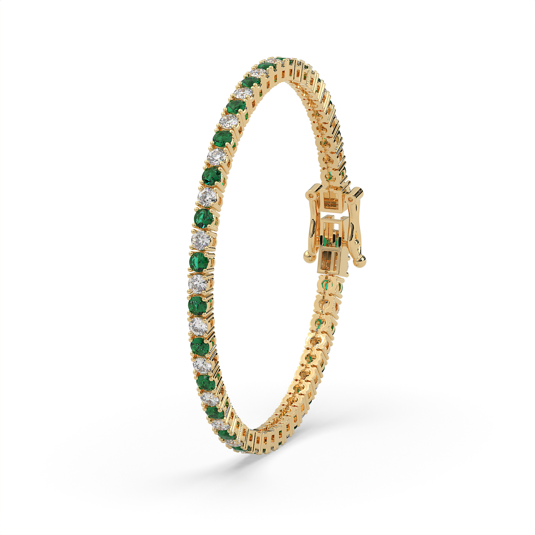 5 CT Green Synthetic & White Round Cut Moissanite Tennis Bracelet in 925 Sterling Silver | 14K White Gold Vermeil