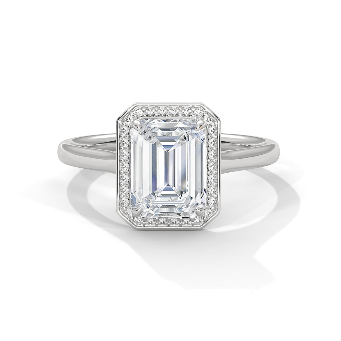 1.90 CT Emerald Cut Halo Solitaire Diamond Ring