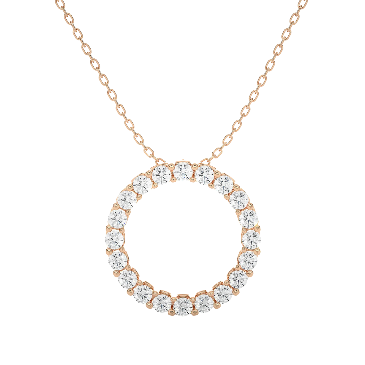 Round Moissanite Delicate Circle Pendant - 1.64 CARAT in 14K Yellow Gold Plated