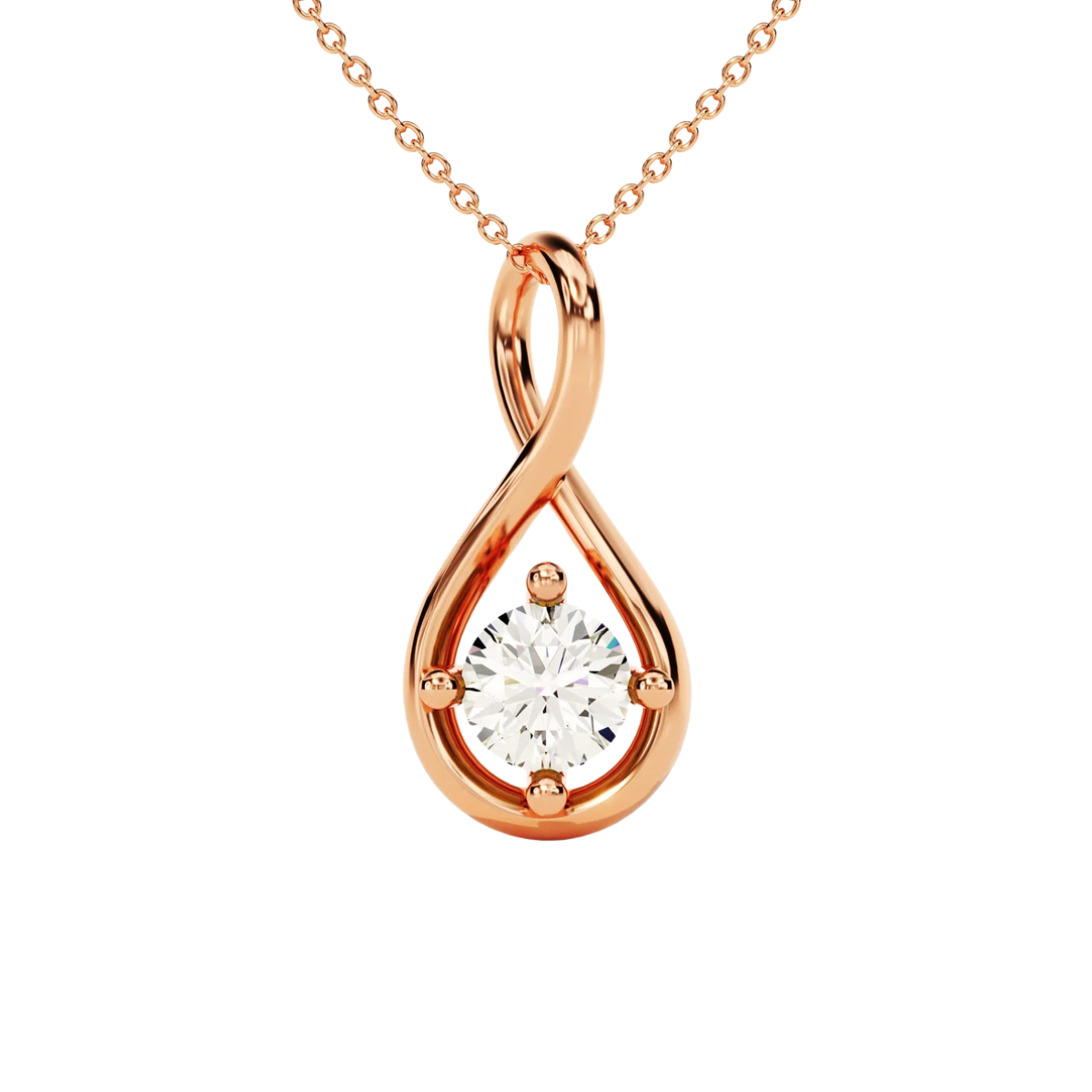 Round Moissanite Solitaire Infinity Pendant - 1 CARAT in 14K Yellow Gold Plated