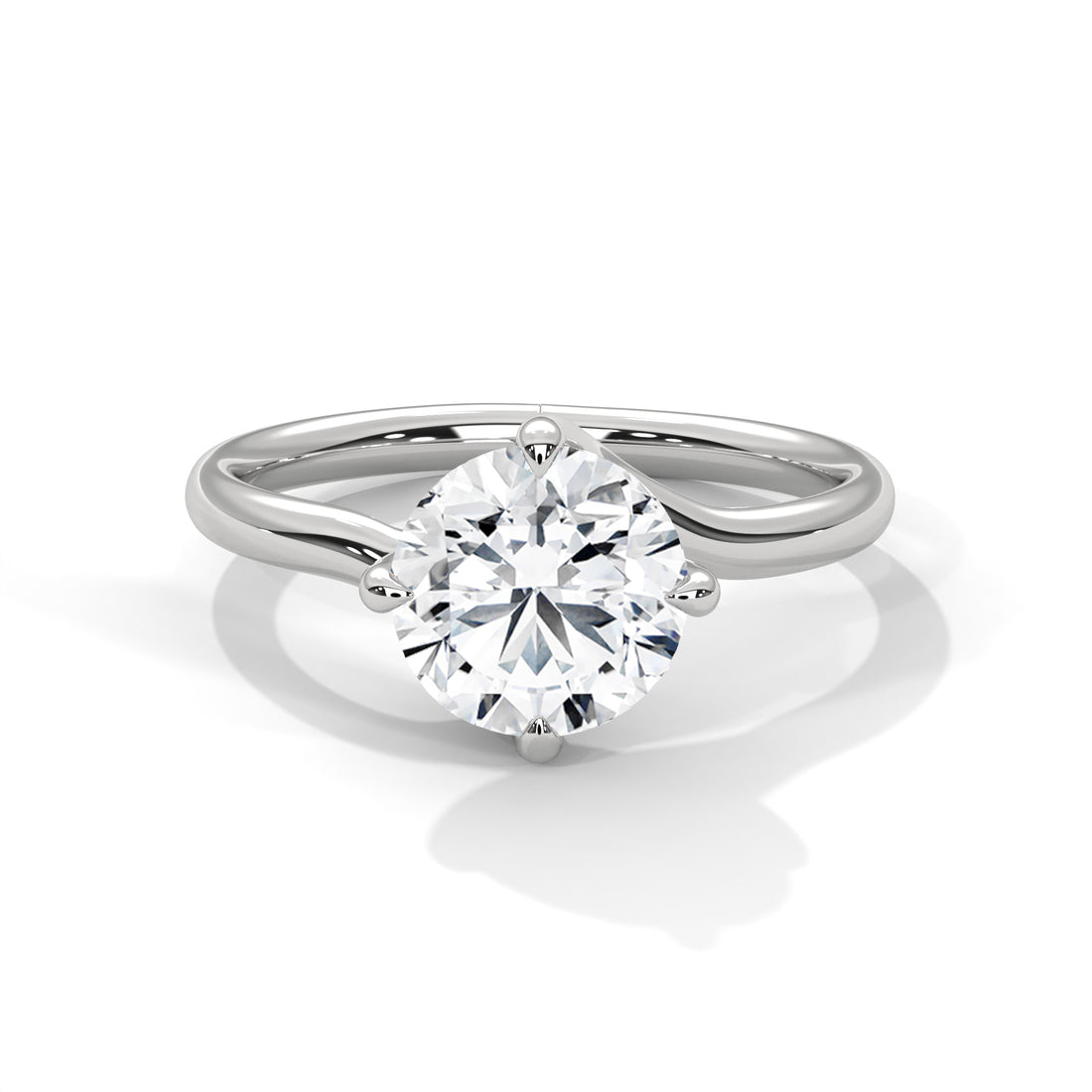 2.00 CT Round Cut Swirl Prong Solitaire Diamond Ring