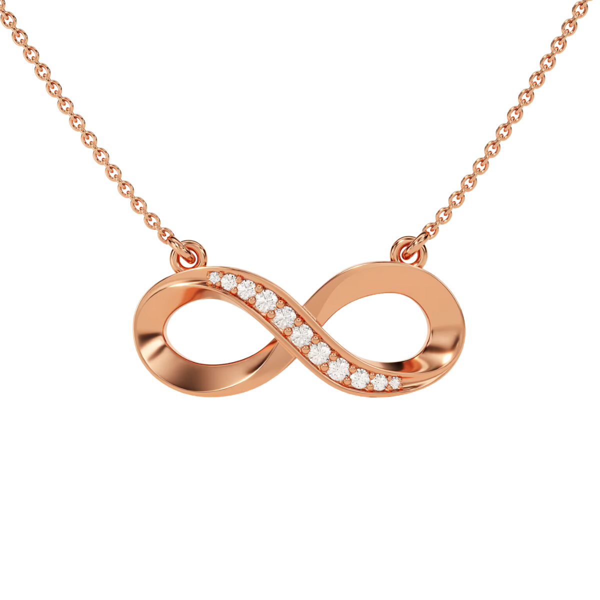 Round Moissanite Elegant Infinity Pendant - 0.11 CARAT in 14K Yellow Gold Plated