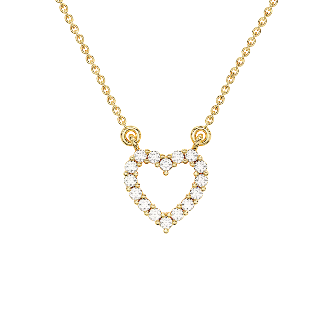 14k Plated Gold Moissanite Heart Necklace for Valentine Gifts