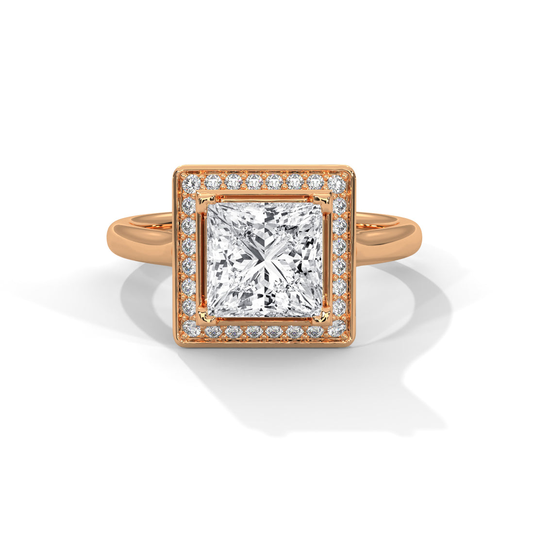 1.18 CT Princess Cut Halo Solitaire Diamond Ring