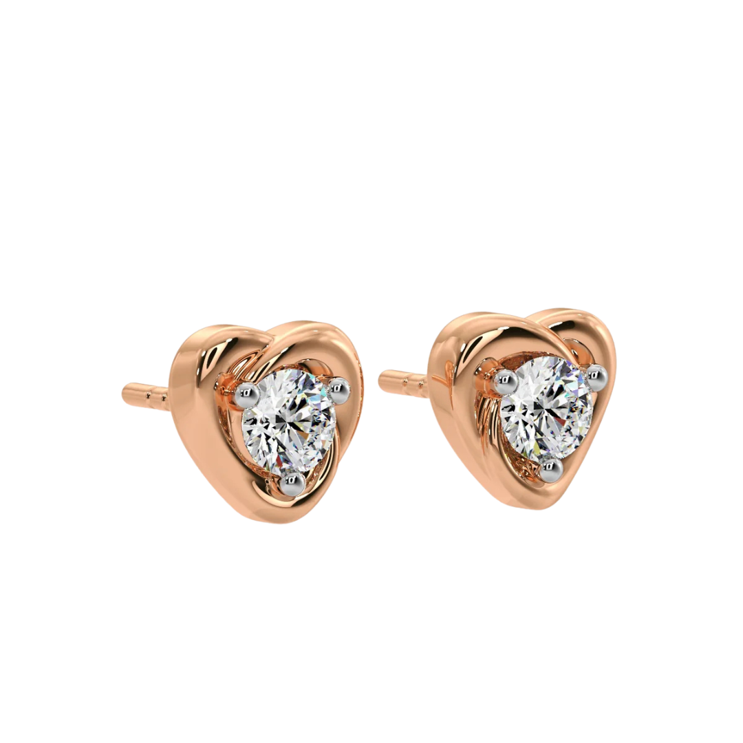 Tiny Heart Solitaire Earrings in 14k Gold Plated