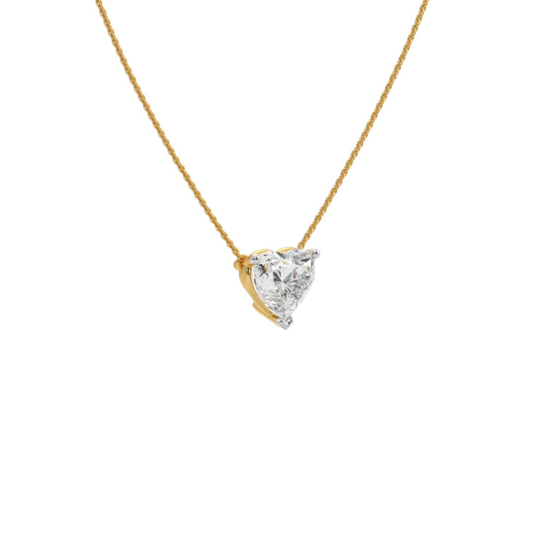 1 ct Heart Solitaire Pendant – Minimal Elegance in Yellow Gold Plated