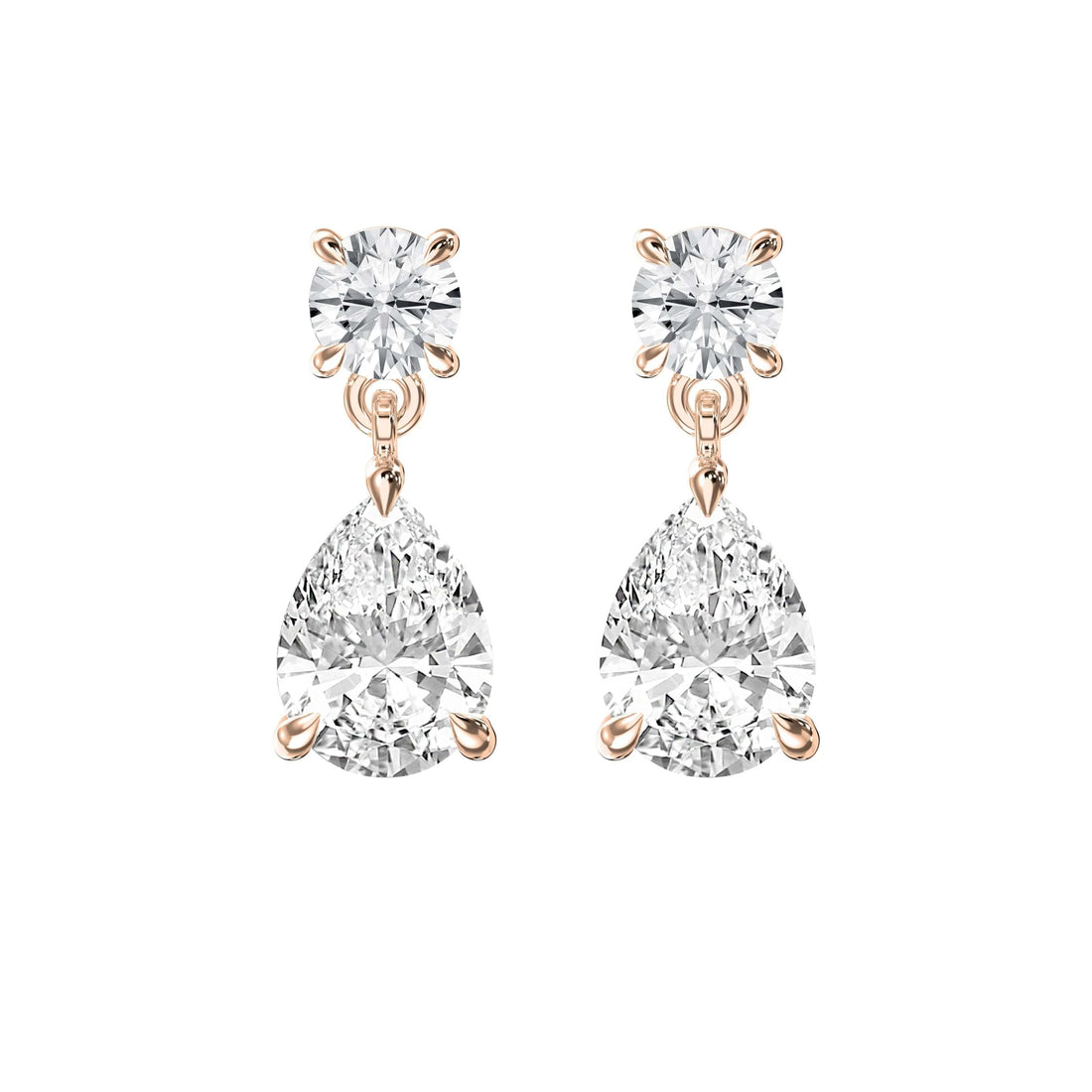 1.5 ct Pear Cut Moissanite Drop Earrings with Round Solitaire Studs in 925 Sterling Silver