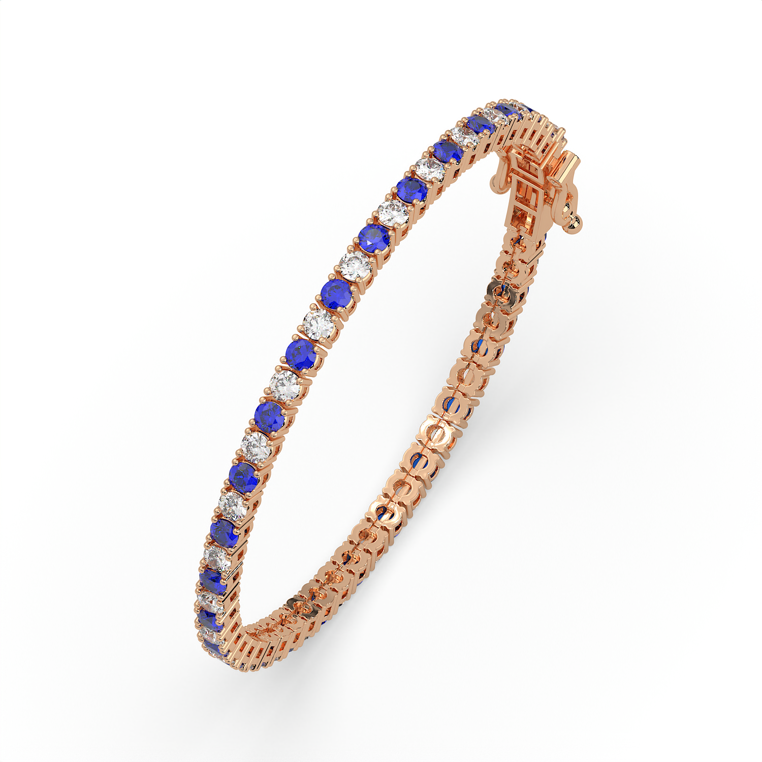 5 CT Blue Synthetic & White Round Cut Moissanite Tennis Bracelet in 925 Sterling Silver | 14K White Gold Plated