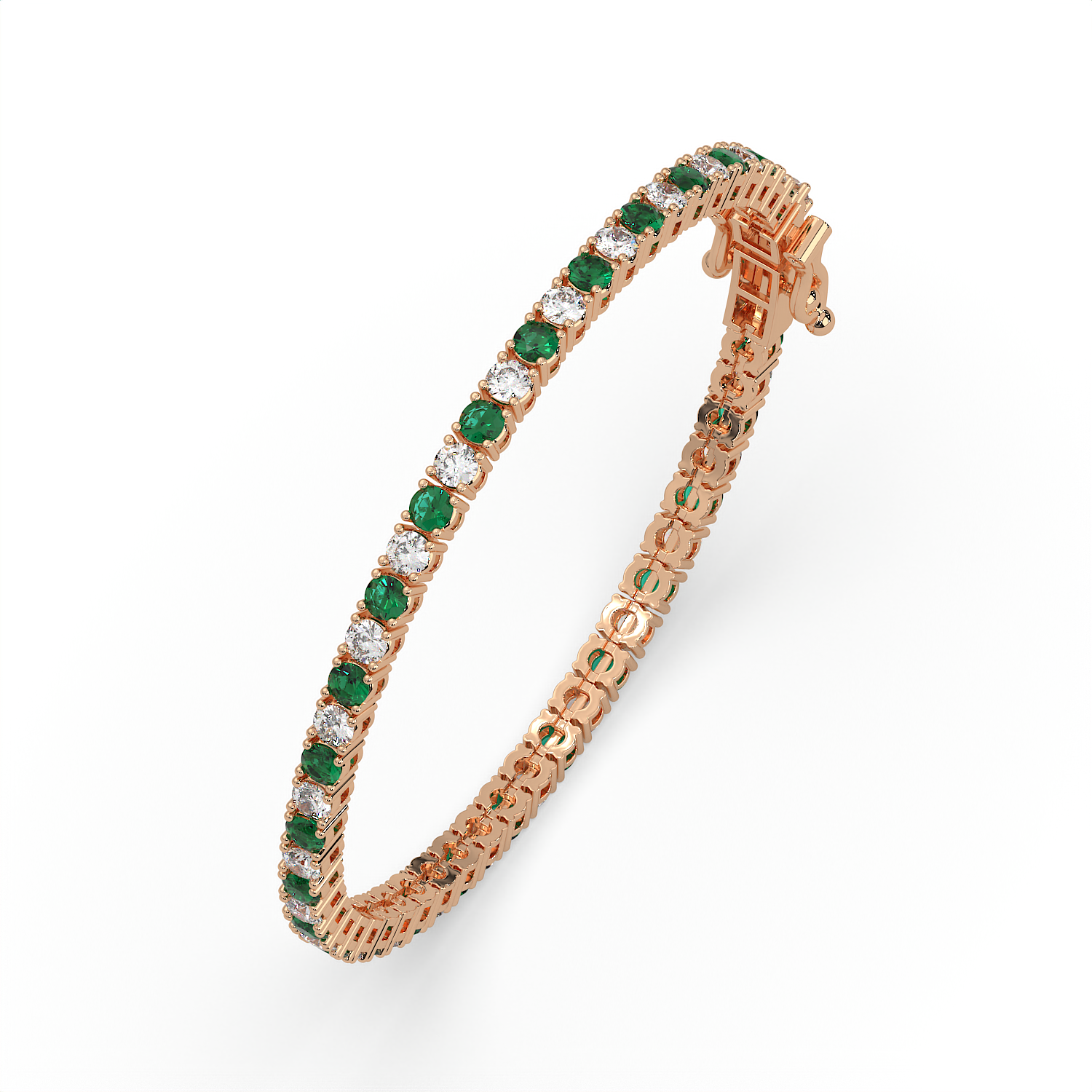 5 CT Green Synthetic & White Round Cut Moissanite Tennis Bracelet in 925 Sterling Silver | 14K White Gold Vermeil