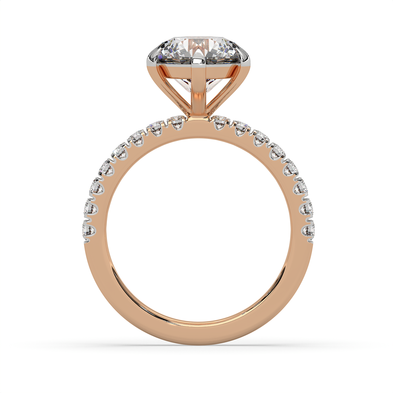 3 CT Round Cut Moissanite Solitaire Engagement Ring with Side Accents 14K Gold Vermeil