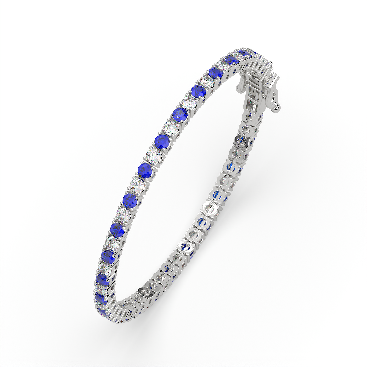 5 CT Blue Synthetic & White Round Cut Moissanite Tennis Bracelet in 925 Sterling Silver | 14K White Gold Plated