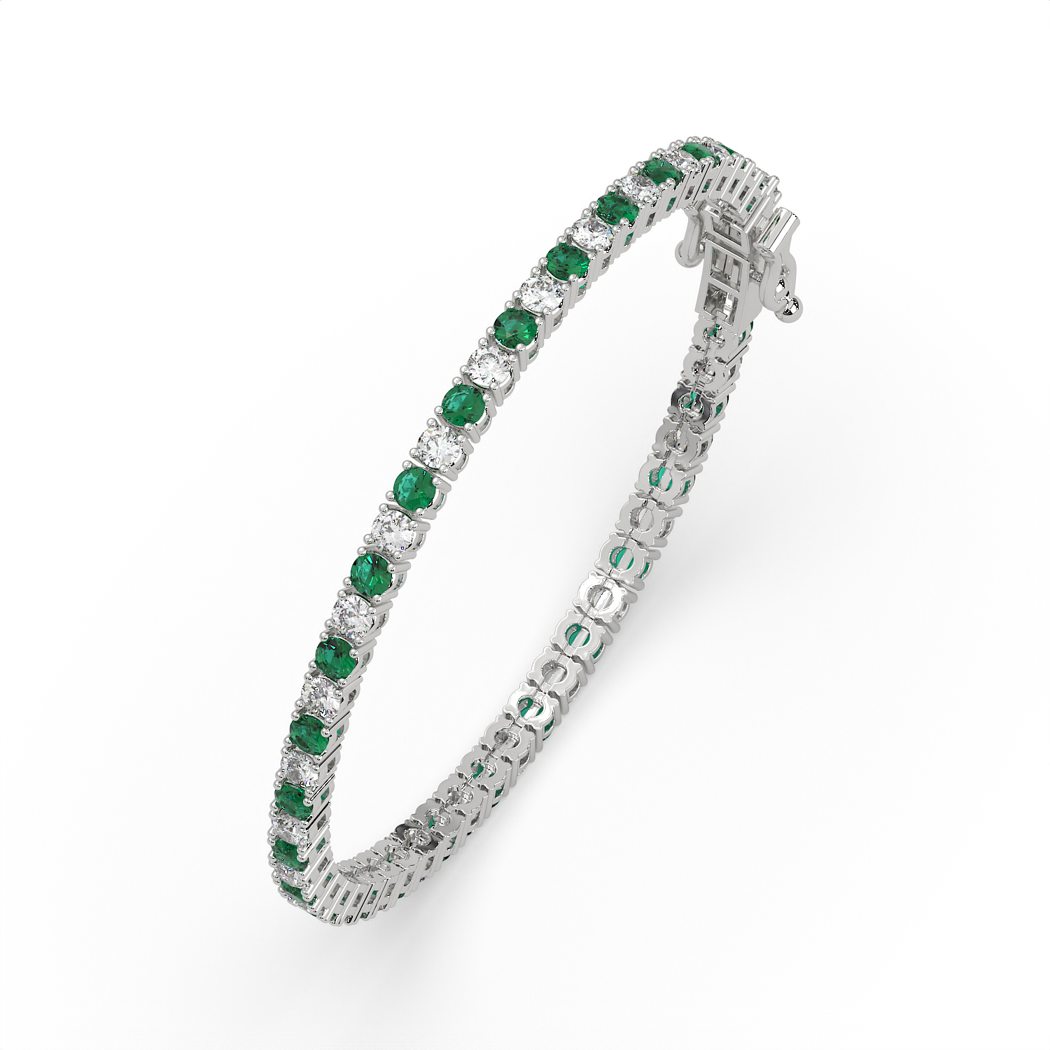 5 CT Green Synthetic & White Round Cut Moissanite Tennis Bracelet in 925 Sterling Silver | 14K White Gold Vermeil