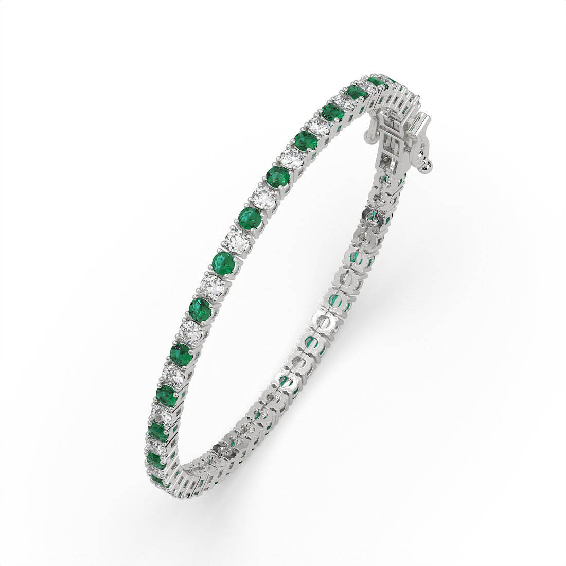 5 CT Green Synthetic & White Round Cut Moissanite Tennis Bracelet in 925 Sterling Silver | 14K White Gold Vermeil