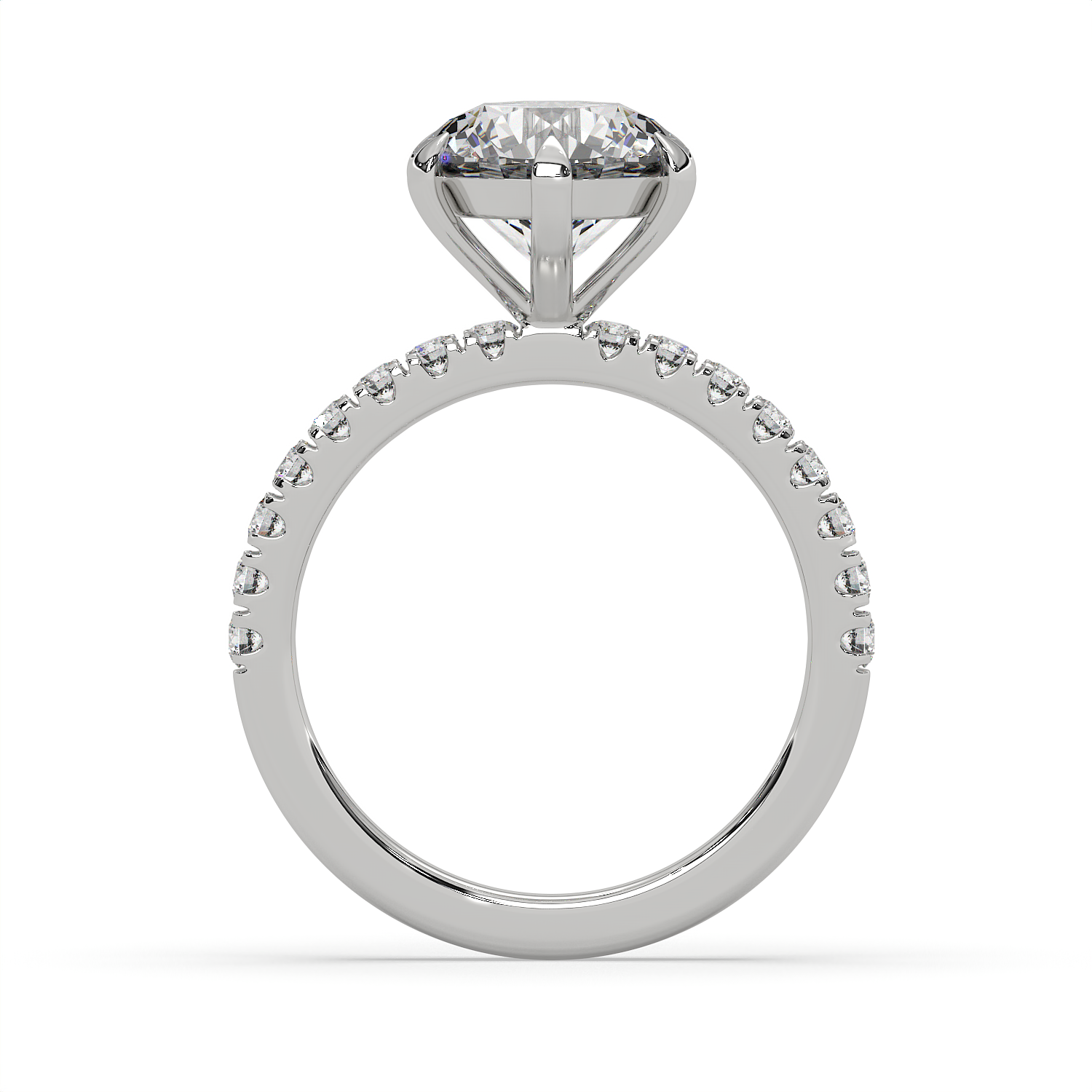 3 CT Round Cut Moissanite Solitaire Engagement Ring with Side Accents 14K Gold Vermeil