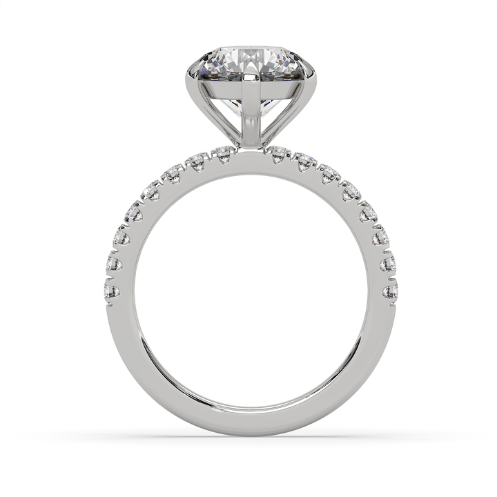 3 CT Round Cut Moissanite Solitaire Engagement Ring with Side Accents 14K Gold Vermeil