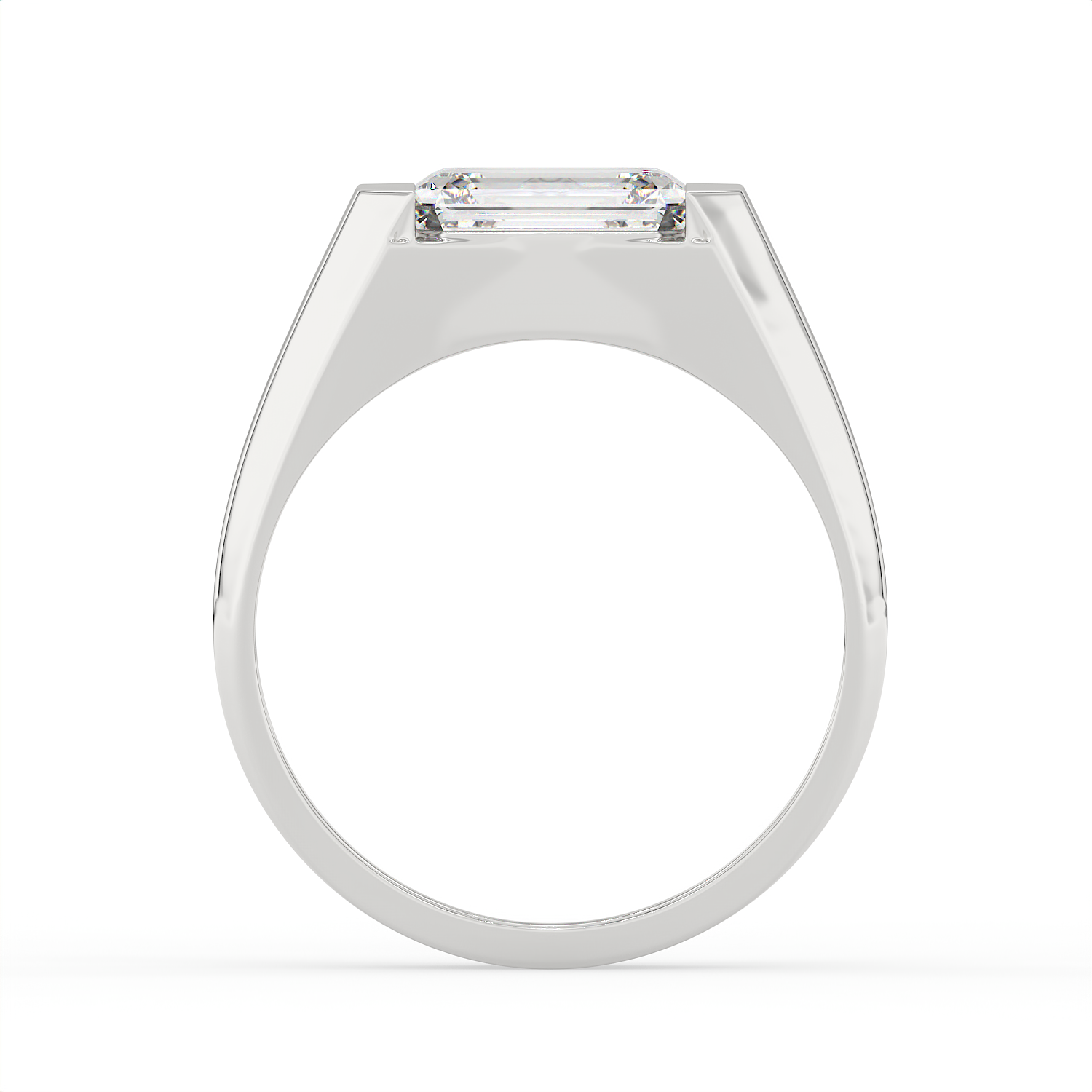 2.5 CT Emerald Cut Moissanite Signet Men Ring in 925 Sterling Silver with Gold Vermeil