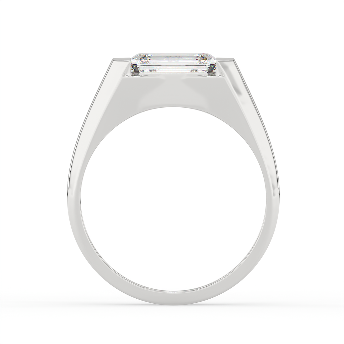 2.5 CT Emerald Cut Moissanite Signet Men Ring in 925 Sterling Silver with Gold Vermeil