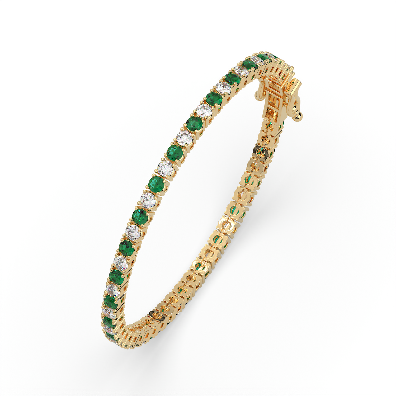 5 CT Green Synthetic & White Round Cut Moissanite Tennis Bracelet in 925 Sterling Silver | 14K White Gold Vermeil
