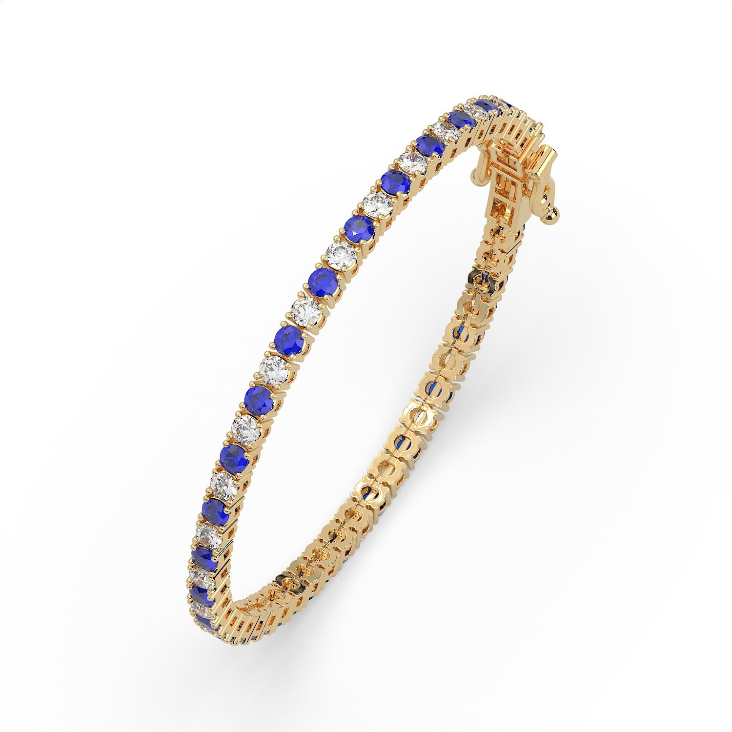 5 CT Blue Synthetic & White Round Cut Moissanite Tennis Bracelet in 925 Sterling Silver | 14K White Gold Plated