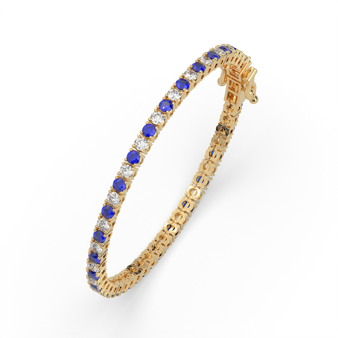 5 CT Blue Synthetic & White Round Cut Moissanite Tennis Bracelet in 925 Sterling Silver | 14K White Gold Plated