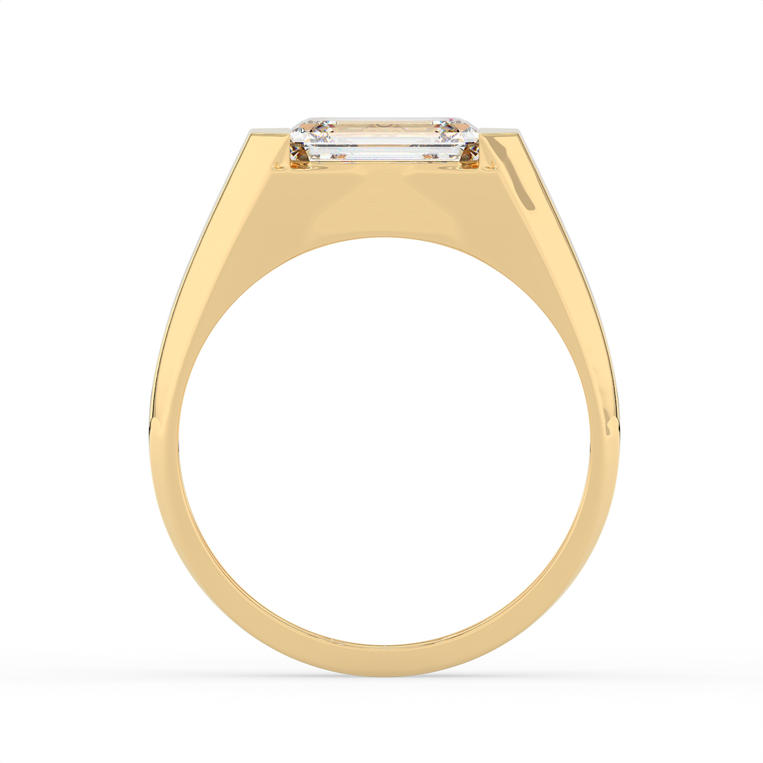 2.5 CT Emerald Cut Moissanite Signet Men Ring in 925 Sterling Silver with Gold Vermeil