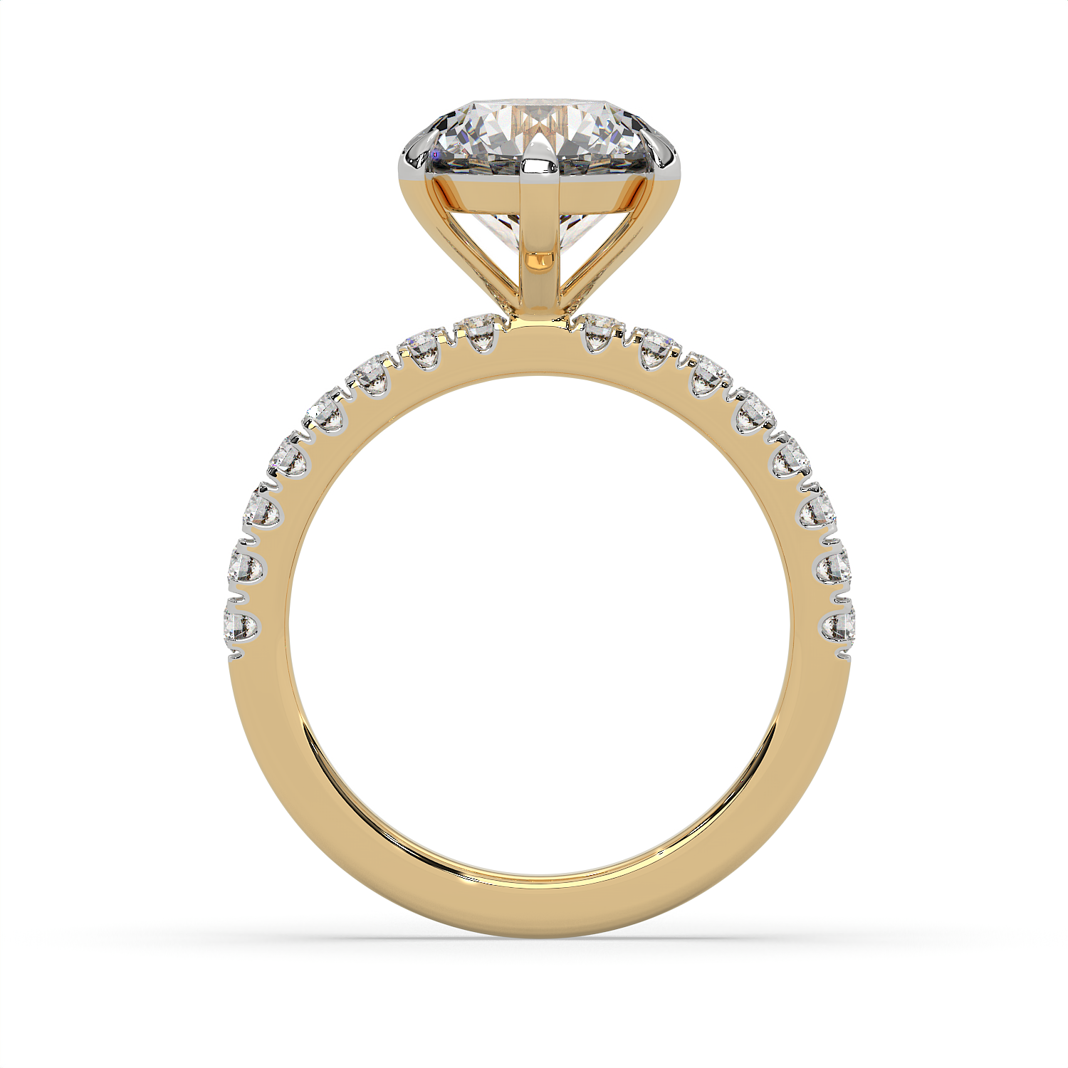 3 CT Round Cut Moissanite Solitaire Engagement Ring with Side Accents 14K Gold Vermeil