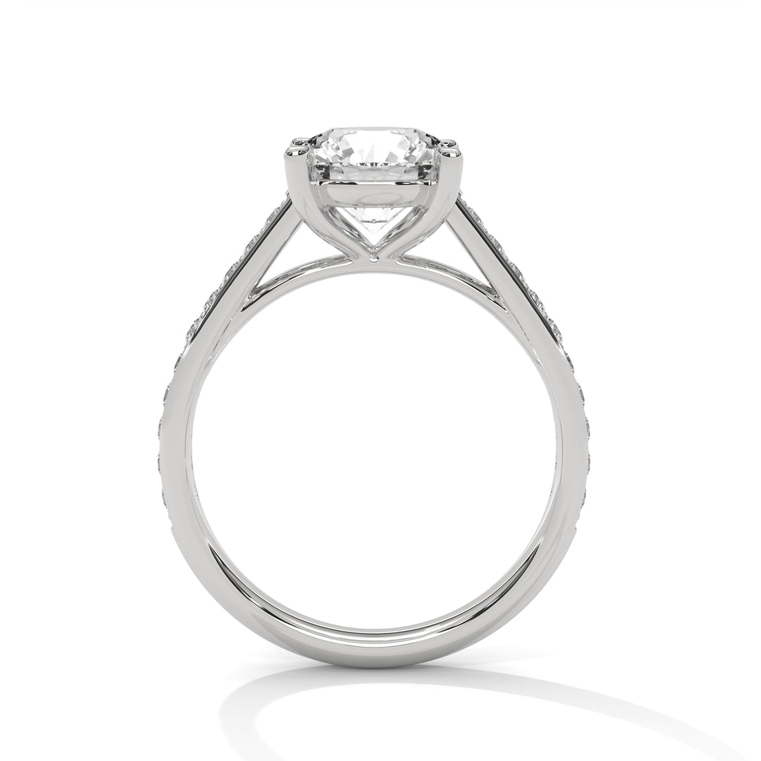 2.28 CT Round Cut With Side Accents Solitaire Diamond Ring