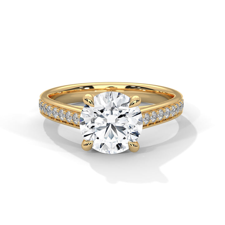 2.28 CT Round Cut With Side Accents Solitaire Diamond Ring