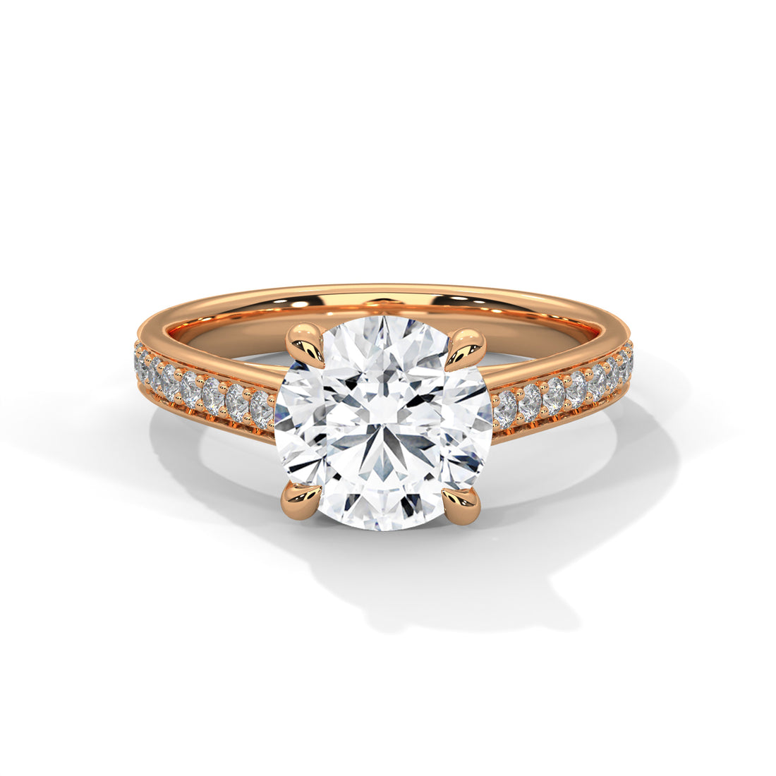 2.28 CT Round Cut With Side Accents Solitaire Diamond Ring