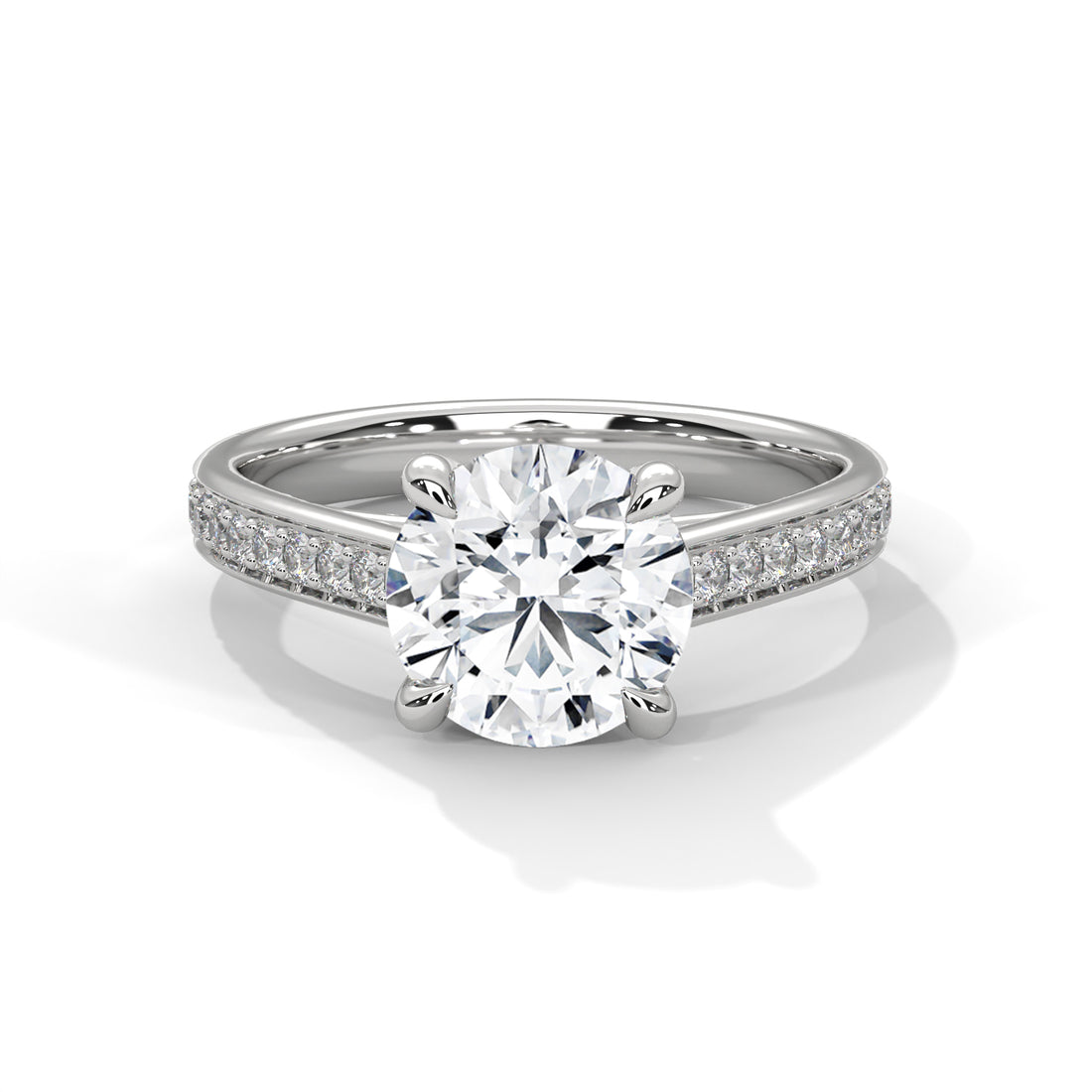 2.28 CT Round Cut With Side Accents Solitaire Diamond Ring