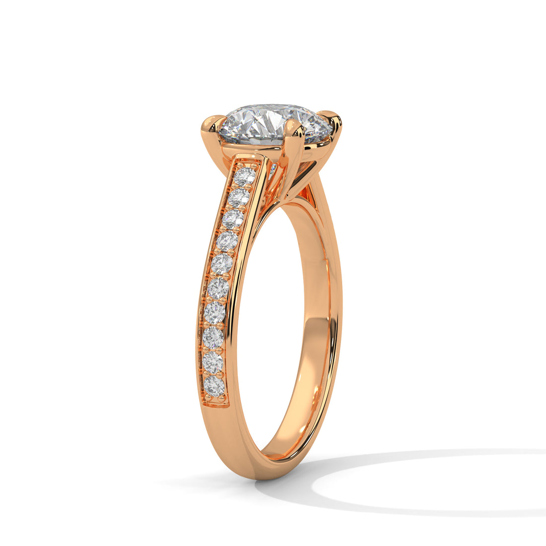 2.28 CT Round Cut With Side Accents Solitaire Diamond Ring