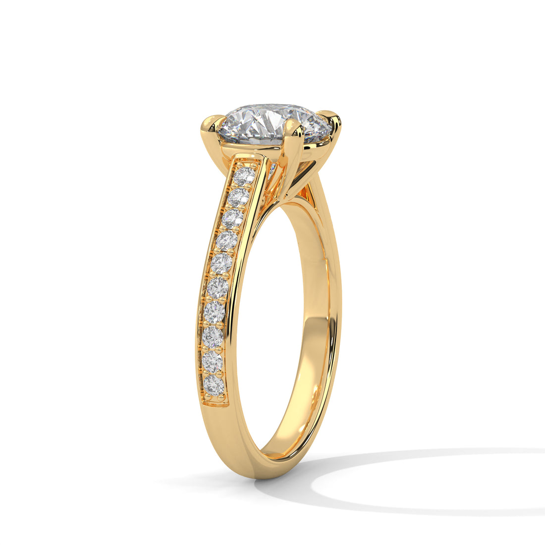 2.28 CT Round Cut With Side Accents Solitaire Diamond Ring