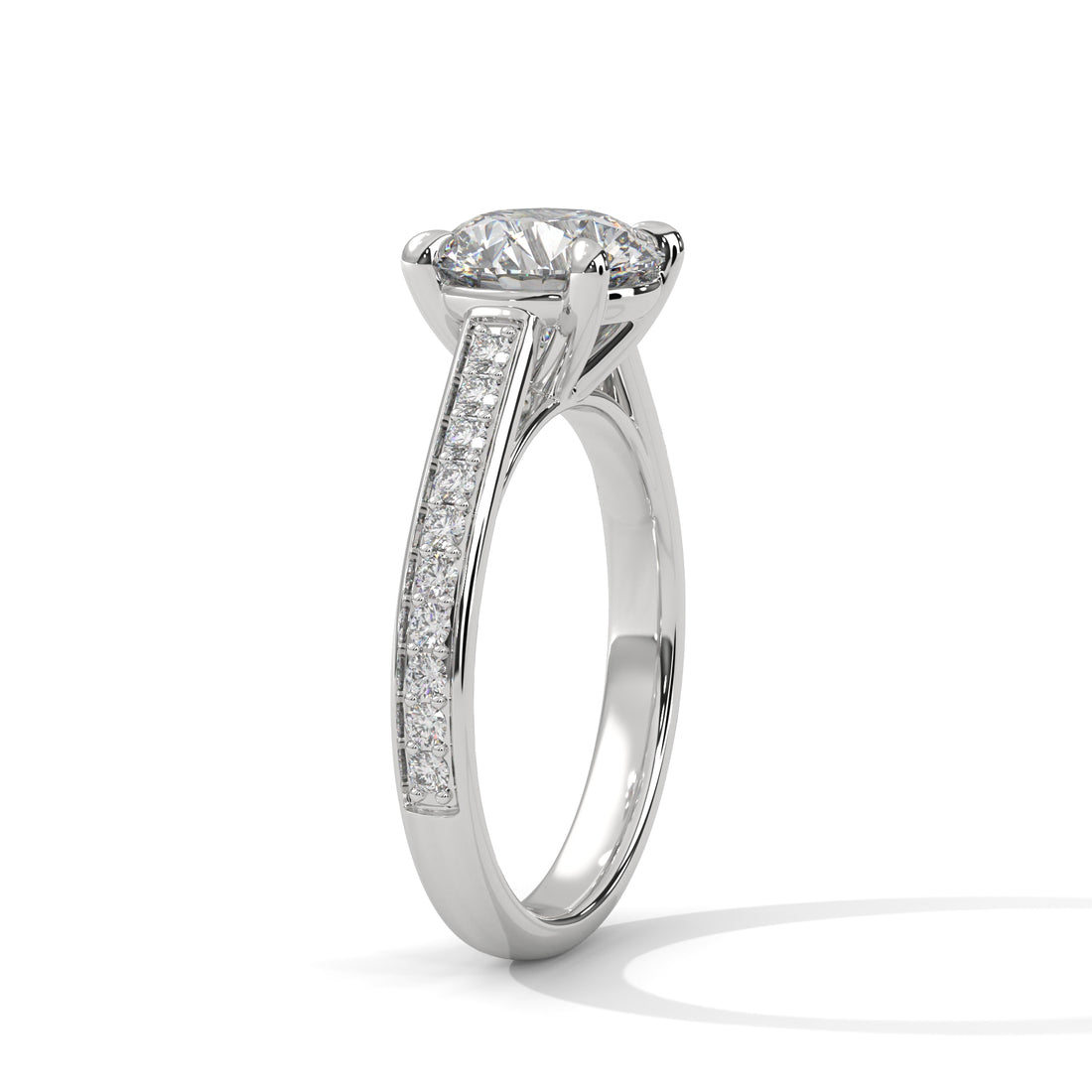 2.28 CT Round Cut With Side Accents Solitaire Diamond Ring