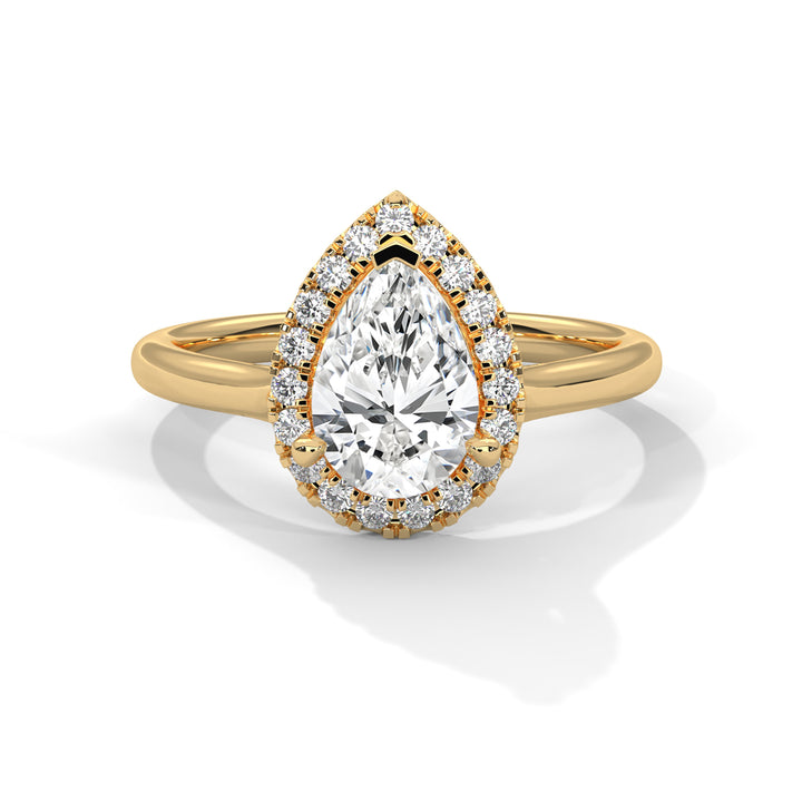 2.19 CT Pear Cut Halo Solitaire Diamond Ring