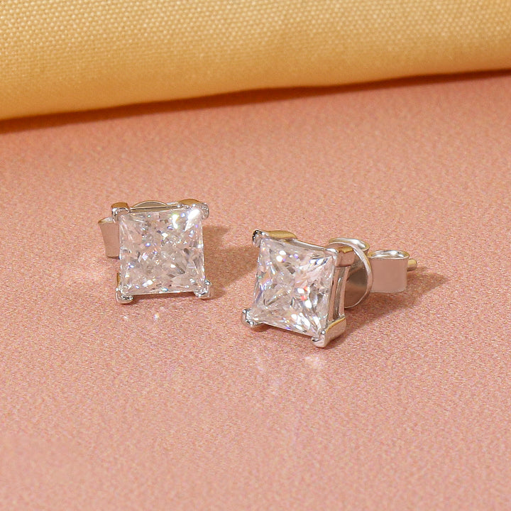 1ct Square Princess Cut Moissanite Diamond Stud Earring for Women